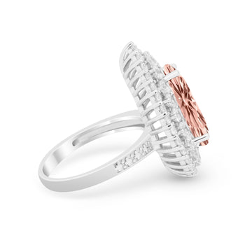 Teardrop Cocktail Ring Pear Simulated Morganite CZ 925 Sterling Silver